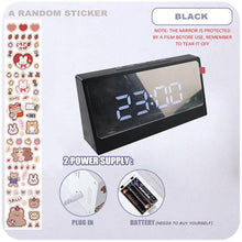Load image into Gallery viewer, Digital Clock Table Clock Snooze Alarm Cute Silent Mirror Clock Student Desktop Mirror Surface LED Alarm Clock with USB Charger 12/24H Easy Snooze Function Adjustable Brightness Alarm Clocks for Bedroom LED Clock Electronic Clock for Children