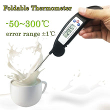 Load image into Gallery viewer, Digital Foldable Thermometer Food BBQ Meat Oven Instant Read Food Thermometer For Cooking Digital Kitchen Thermometer Probe With Backlight & Reversible Display Cooking Thermometer For Folding Kitchen Thermometer For Cooking Water Oil Grill Tools