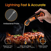 Load image into Gallery viewer, Digital Meat Thermometer Instant Read Food Thermometer for Cooking Digital Kitchen Thermometer Probe with Backlight & Reversible Display Cooking Thermometer for Candy Grill Food Kitchen Digital Meat Thermometer BBQ Waterproof Kitchen Cooking Tools