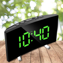 Load image into Gallery viewer, Digital Table Clock Digital Alarm Clock LED Bedside Clock Dual Alarm Adjustable Volume Alarm Clock for Bedroom Electronic 7 Inch Number Desktop Alarm Clocks For Kids Bedroom LED Screen Curved Dimmable Mirror