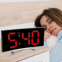 Load image into Gallery viewer, Digital Table Clock Digital Alarm Clock LED Bedside Clock Dual Alarm Adjustable Volume Alarm Clock for Bedroom Electronic 7 Inch Number Desktop Alarm Clocks For Kids Bedroom LED Screen Curved Dimmable Mirror