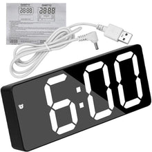 Load image into Gallery viewer, Digital Table Clock Digital Alarm Clock LED Bedside Clock Dual Alarm Adjustable Volume Alarm Clock for Bedroom Electronic 7 Inch Number Desktop Alarm Clocks For Kids Bedroom LED Screen Curved Dimmable Mirror