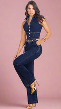Load image into Gallery viewer, Libra 100% Authentic Colombian Denim Jumpsuit (Dark Blue, Back Pockets with Chain Belt)