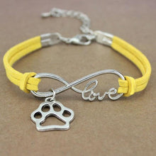 Load image into Gallery viewer, Dog Paws Best Friends Heart Animal Infinity Love Charm Bracelets Women Men Girl Boy Print Bracelet With Love And Infinity Symbol For Women Girls Faux Suede Adjustable Bracelet