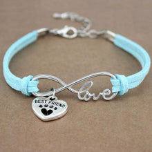 Load image into Gallery viewer, Dog Paws Best Friends Heart Animal Infinity Love Charm Bracelets Women Men Girl Boy Print Bracelet With Love And Infinity Symbol For Women Girls Faux Suede Adjustable Bracelet