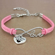Load image into Gallery viewer, Dog Paws Best Friends Heart Animal Infinity Love Charm Bracelets Women Men Girl Boy Print Bracelet With Love And Infinity Symbol For Women Girls Faux Suede Adjustable Bracelet