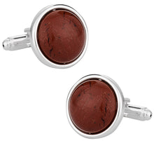 Load image into Gallery viewer, Domed Jasper Cufflinks with Sterling Silver Plate