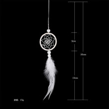 Load image into Gallery viewer, Dream Catcher Cars Rear View Mirror Mini Pure White Small Feather Wind Chimes Wall Hanging Decor Handmade Catcher Feather Wall Hanging Decorations Car Charm Ornament Pendant