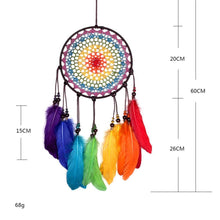 Load image into Gallery viewer, Dream Catcher Handmade Ornaments Wall Decor Handmade Jewelry Wind Chimes Rainbow Feather Dream Catchers For Gifts Wedding Home Decorations Photography As Prop