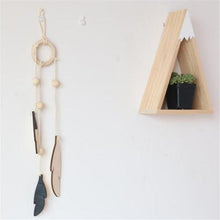 Load image into Gallery viewer, Dream Catchers with Golden Shining Lace & Bells Nordic Hollow Wooden Feather Hanging Ornaments For Baby Kids Room Wall Hanging Decorative Feathers Wedding Decorations Nursery Decor