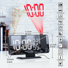 Load image into Gallery viewer, Dual Loud Smart Alarm Clock Projection for Bedroom Radio Digital Alarm Clock Projection Digital Alarm Clock for Bedrooms Radio Alarm Clock with Projection on Ceiling Dual Alarms with USB Charger Large Mirror LED Display