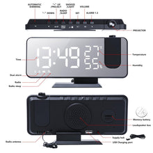 Load image into Gallery viewer, Dual Loud Smart Alarm Clock Projection for Bedroom Radio Digital Alarm Clock Projection Digital Alarm Clock for Bedrooms Radio Alarm Clock with Projection on Ceiling Dual Alarms with USB Charger Large Mirror LED Display