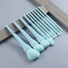Load image into Gallery viewer, Durable 10pcs Natural Hair Colorful Makeup Brushes Professional Foundation Powder Blush Eyeshadow Eyebrow Blending Brush Set