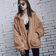 Load image into Gallery viewer, Durable Autumn Winter Faux Fur Coat For Women Casual Warm Soft Zipper Fur Jacket Plush Overcoat Pocket Plus Size Teddy Coat For Female