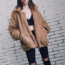 Load image into Gallery viewer, Durable Autumn Winter Faux Fur Coat For Women Casual Warm Soft Zipper Fur Jacket Plush Overcoat Pocket Plus Size Teddy Coat For Female