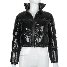 Load image into Gallery viewer, Durable Faux PU Leather Bubble Puffer Winter Warm Jacket Women Coats Long Sleeve Outerwear Zipper Casual Slim jacket