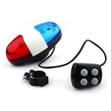 Load image into Gallery viewer, Durable Waterproof Multifunction Cycle Lamp 4 Loud Siren Sound Trumpet Police 6 LED Light Electronic Siren Bike Bell Battery Bike Bicycle Police Strobe Blue Red Bicycle Safety Light Loud Siren Sound Cycling Horn Bells
