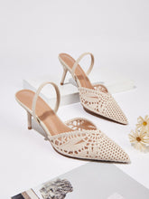 Load image into Gallery viewer, Women's Knitted Cutout Slingback Heeled Sandals – Pointed Toe High Heels