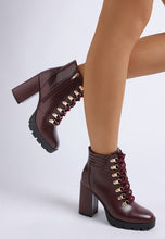 Load image into Gallery viewer, Hamiltons Lace Up Block Heel Boots
