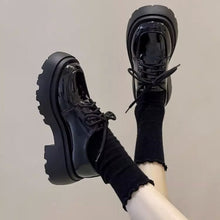 Load image into Gallery viewer, Women’s British Style Chunky Sole Leather Shoes – Trendy Loafers with Elevated Heel