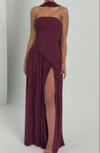 Load image into Gallery viewer, Cherry Lacquer Maliyah Maxi Dress with Chiffon Skirt & Scarf
