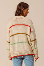 Load image into Gallery viewer, SO ME Loose Fit Multi Stripe Open Front Cardigan