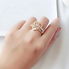 Load image into Gallery viewer, Mother's Day Gift Hollow Heart English Letter Love Mom Rhinestone Butterfly Finger Ring Jewelry Gift