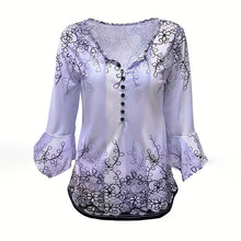 Load image into Gallery viewer, Women’s V-Neck 3/4 Sleeve Button-Front Tunic Blouse