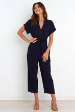 Load image into Gallery viewer, Women's V-Neck Cropped Wide-Leg Knit Jumpsuit