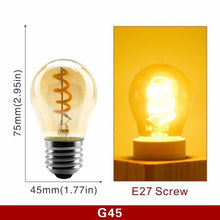 Load image into Gallery viewer, E14 E27 Retro LED Spiral Filament Light Bulb 4W 220V C35 G45 A60 T45 ST64 T185 T225 G80 G95 G125 Vintage Edison Lamp Vintage Filament Light Bulbs Globe Round