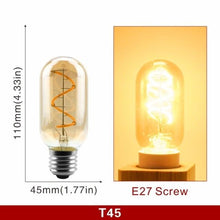 Load image into Gallery viewer, E14 E27 Retro LED Spiral Filament Light Bulb 4W 220V C35 G45 A60 T45 ST64 T185 T225 G80 G95 G125 Vintage Edison Lamp Vintage Filament Light Bulbs Globe Round