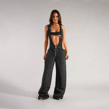 Load image into Gallery viewer, Y2K Denim Overalls - Zipper Suspender Jumpsuit Streetwear