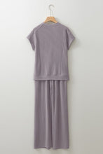 Load image into Gallery viewer, Solid Corded T-Shirt and Pants Set