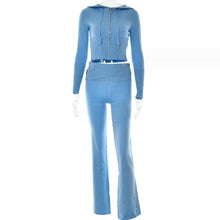 Load image into Gallery viewer, Hoodie Suit Women Leisure Sexy Zip Long Sleeve Sweater And High Waist Long Pants Set