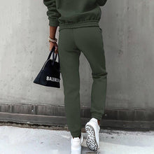 Load image into Gallery viewer, women's two piece solid color hooded sweatshirt set