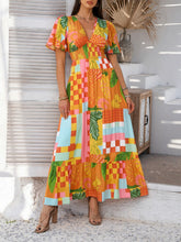 Load image into Gallery viewer, Elegant Printed V-Neck Short Sleeve Maxi Dress Beautiful Casual Women Long Dress