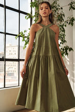Load image into Gallery viewer, New Summer Crisscross Wide Strap Drawstring Detail Midi Dress For Women – Chic, Sophisticated, Adjustable, Perfect Dress for Casual to Semi-Formal Occasions