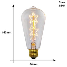 Load image into Gallery viewer, E27 Retro Edison Bulb AC 220V 110V 40W Dimmable Vintage Edison Light bulb ST64 G80 G95 T225 T300 Incandescent Lamp Edison Lamp Bravelight Antique Vintage Light Bulbs, T64 40W 2700K Warm Dimmable, Squirrel Cage Filament Edison Light Bulb for Table Lamp