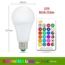 Load image into Gallery viewer, E27 RGB Led Bulb 5W 10W 15W Dimmable 16 Color Changing Magic Bulb GU10 8W AC 220V 110V RGB White IR Remote Control Night Light LED Light Bulb, Color Changing Light Bulb with Remote