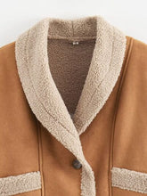 Load image into Gallery viewer, Fuzzy Collared Neck Long Sleeve Jacket with Buttoned Closure and Cozy Pockets