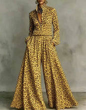 Load image into Gallery viewer, Leopard Print Wide-Leg Pants Set – Women’s Casual Two-Piece
