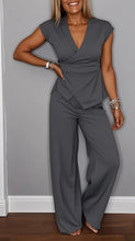 Load image into Gallery viewer, Women's Pleated Vest & Pants Set – Metal Buckle Detail
