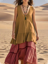 Load image into Gallery viewer, Women's Sleeveless Color-Block Patchwork Maxi Dress – V-Neck