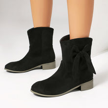 Load image into Gallery viewer, Low Heel Suede Large Size Sweet Bow Casual Boots