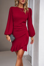 Load image into Gallery viewer, Elegant Black Ruffled Balloon Sleeve Mini Dress Luxury & Playful Statement Piece Simple Dress