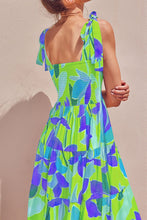 Load image into Gallery viewer, Long Floral Tie-Shoulder Smocked Midi Dress Perfect For Vacation & Summer Days