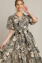 Load image into Gallery viewer, Full Size Mixed Print A-Line Tiered Midi Dress Plus Size, Stylish and Eye-Catching Dress with Unique Mixed Prints, Tiered Design, and Flattering A-Line Silhouette
