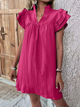 Load image into Gallery viewer, Elegant Ruffled Cap Sleeve Mini Dress Feminine & Flowy Summer Dress