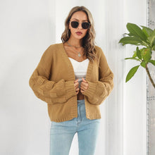 Load image into Gallery viewer, Puff Sleeve Cardigan Sweater Women Clothes Front Chunky Knitwear Coat