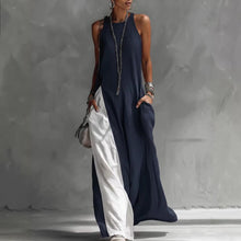 Load image into Gallery viewer, Women's Sleeveless Loose Contrast Color Dress with Pockets